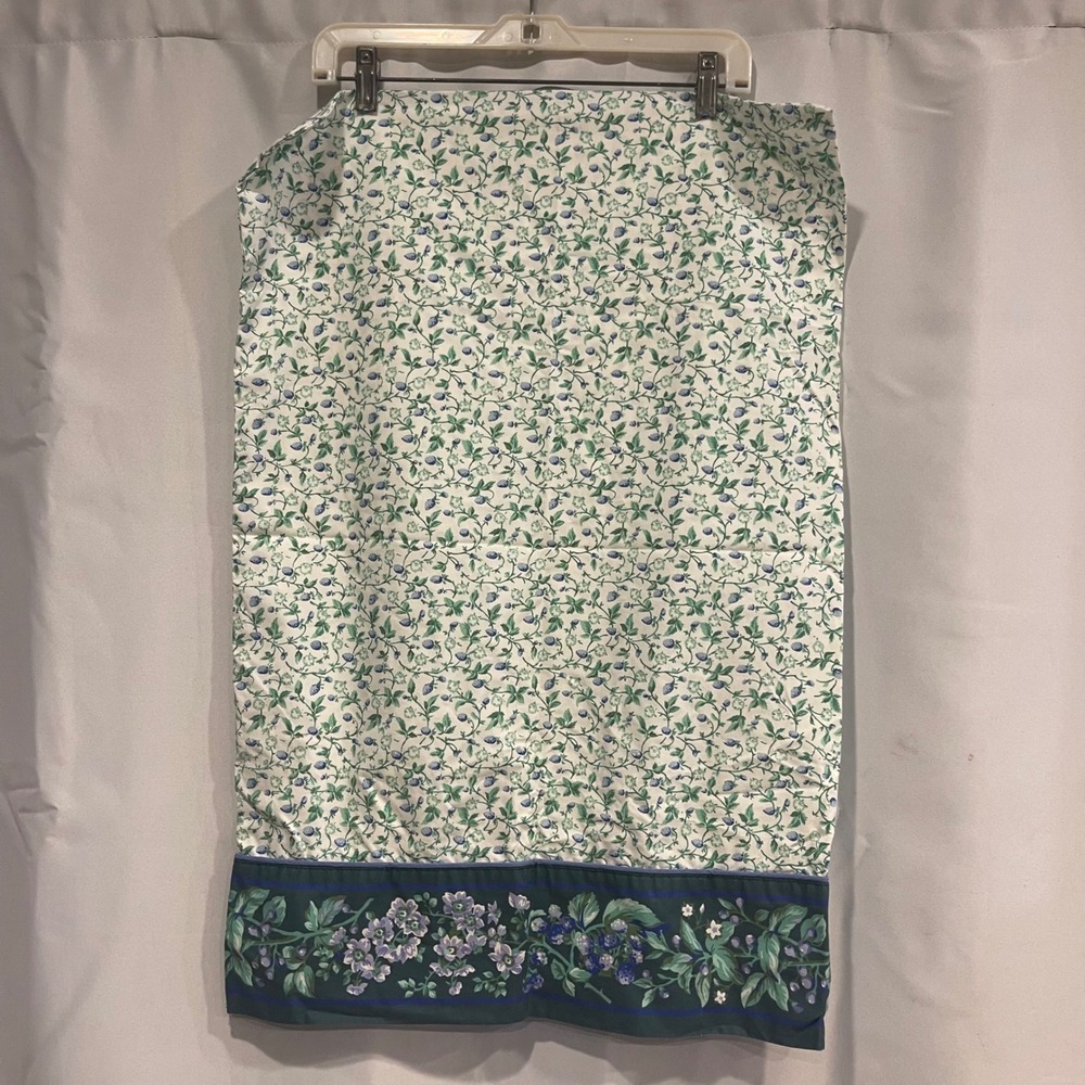 Vintage Laura Ashley Bramble Berry Floral Standard Pillowcase Teal Border Cotton